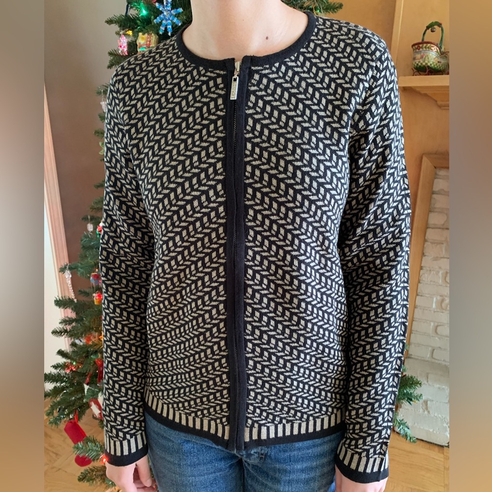 Lolita black and tan zip up sweater.
